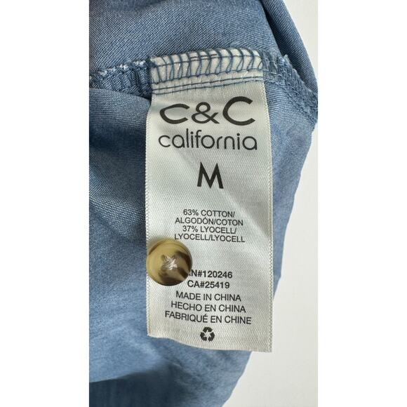 C&C California Sarah Chambray Button Up Shirt Long Sleeve Womens Size M NWT - Picture 10 of 10